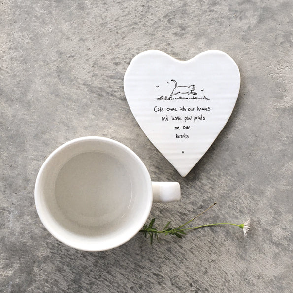 East of India 'Cats Come Into Our Home' Heart Coaster