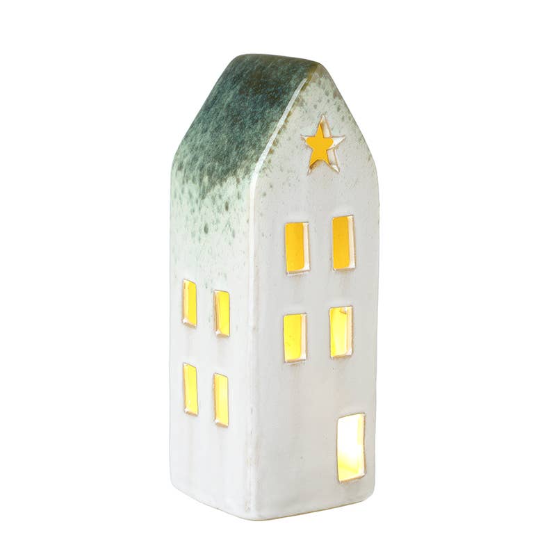Christmas -CERAMIC HOUSE W/LED (aT)