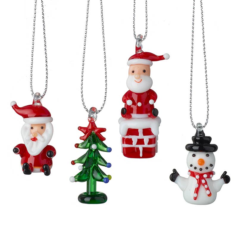 Christmas -COLOURED GLASS CHRISTMAS SET HANGERS (gT)