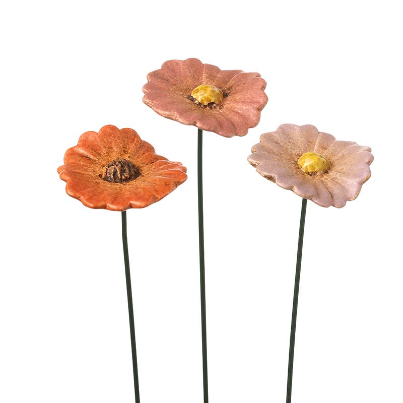 CERAMIC DAISY STAKE MIX 3 COLOURS