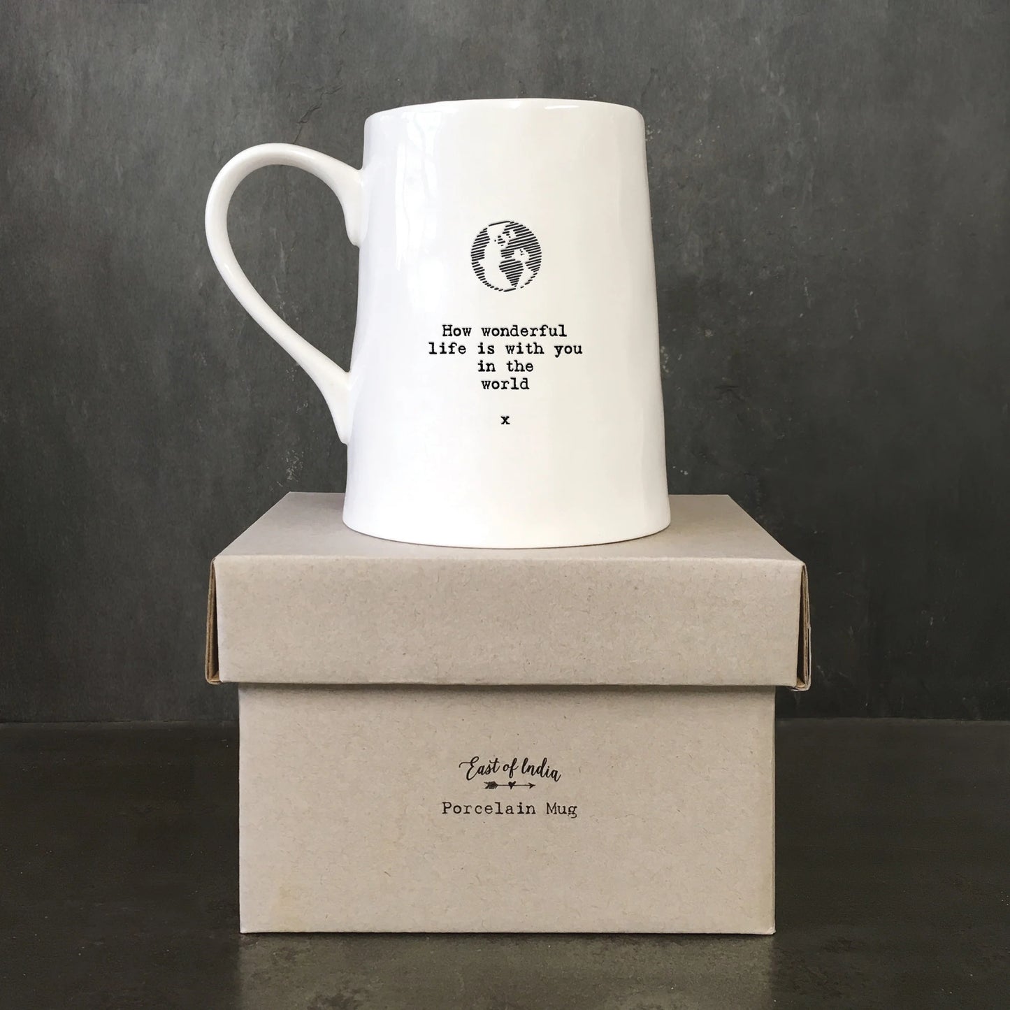 East of India ‘How Wonderful Life Is’ World Porcelain Boxed Mug