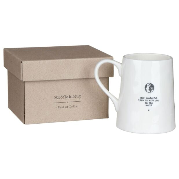 East of India ‘How Wonderful Life Is’ World Porcelain Boxed Mug