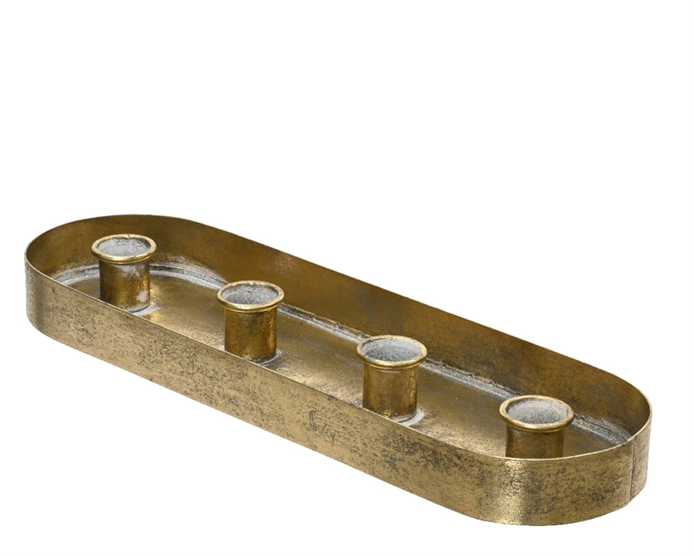 Long Rustic Gold Candle Holder
