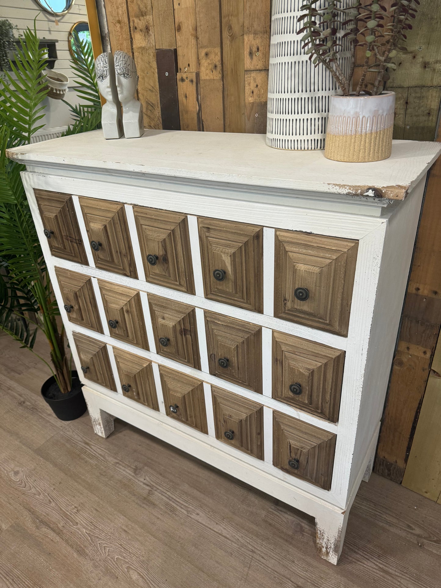 Multi handle 3 drawer rustic chest