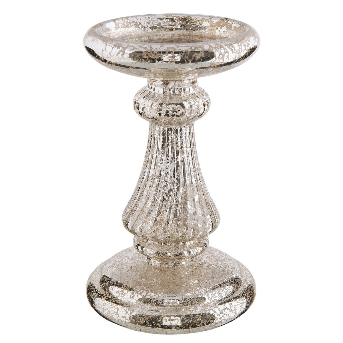 Mottled Crackle Mercury Glass LED Light Up Candle Holder