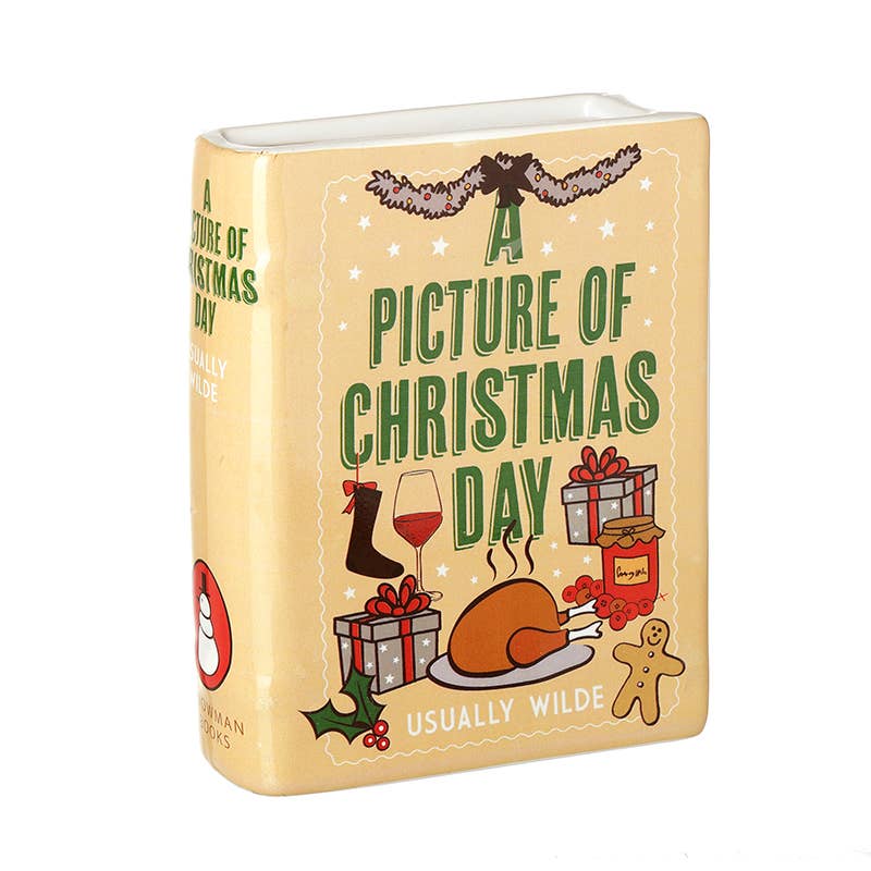 Christmas -CERAMIC CHRISTMAS DAY COOK BOOK VASE (trT)