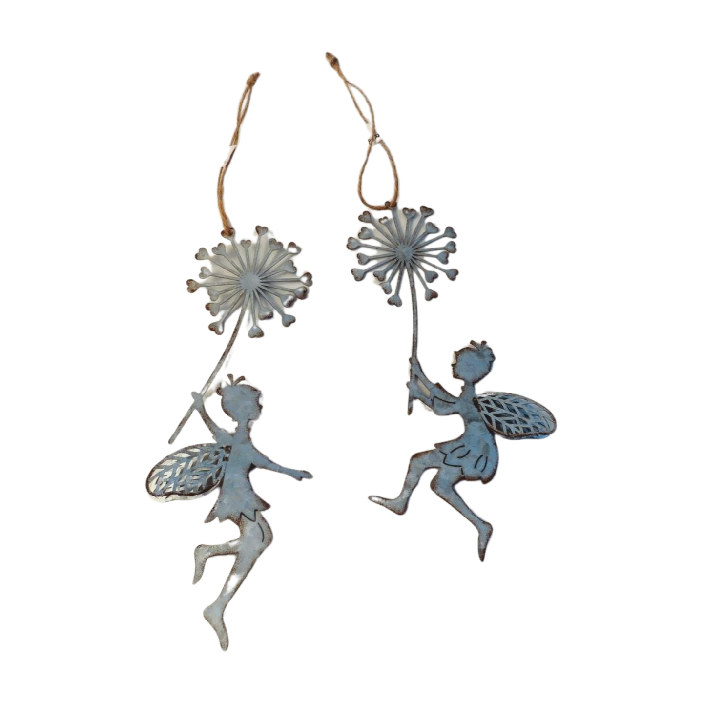 Metal fairy holding flower hanging decoration