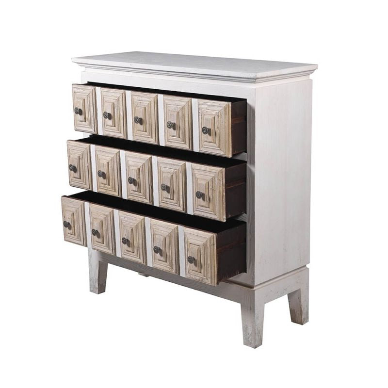 Multi handle 3 drawer rustic chest