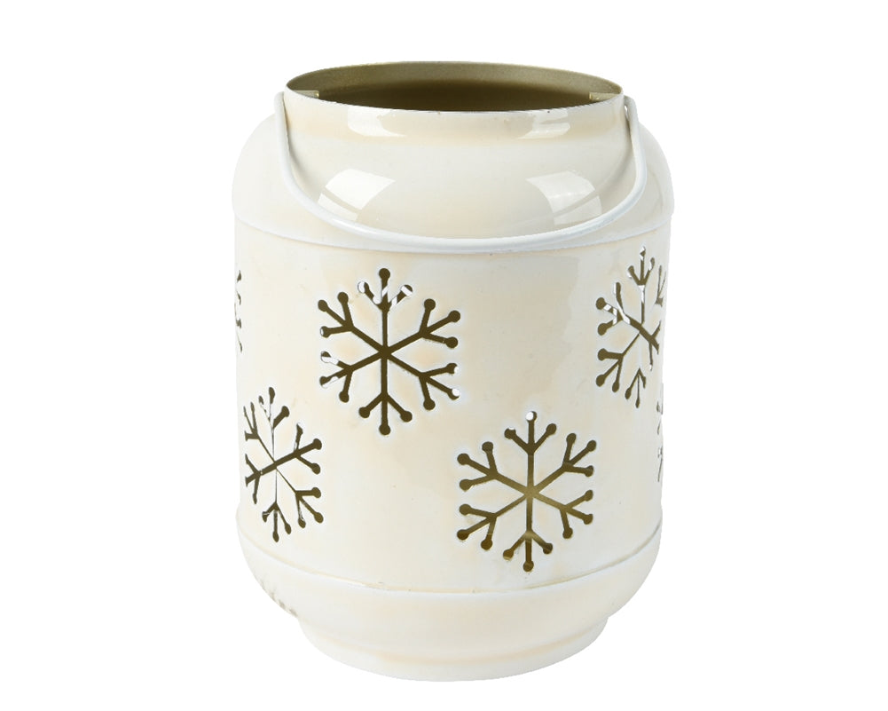 Round Iron Lantern With Snowflakes