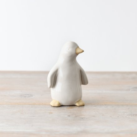 White Glazed Penguin Ornament
