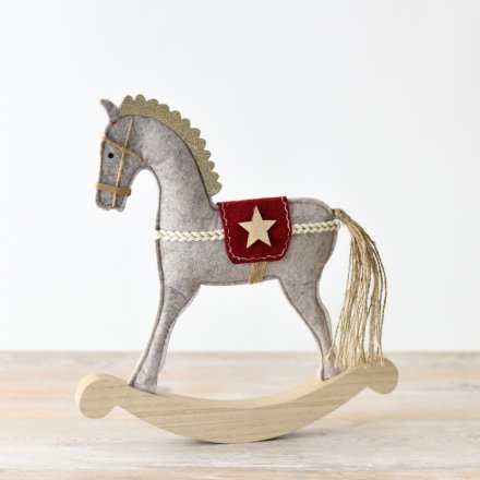 Grey Felt Rocking Horse