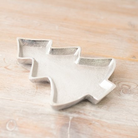Silver Tree Christmas Tray