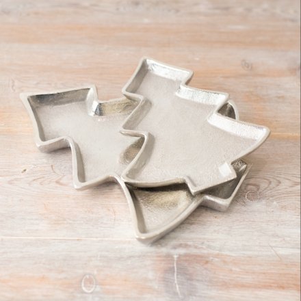 Silver Tree Christmas Tray