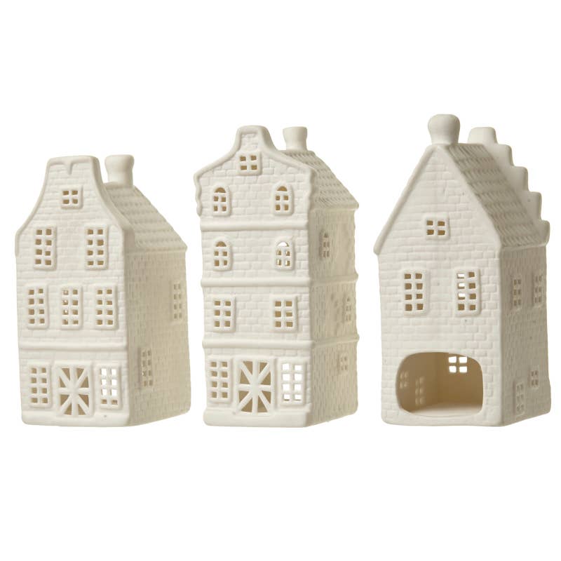 PORCELAIN HOUSE T LIGHT HOLDER MIX
