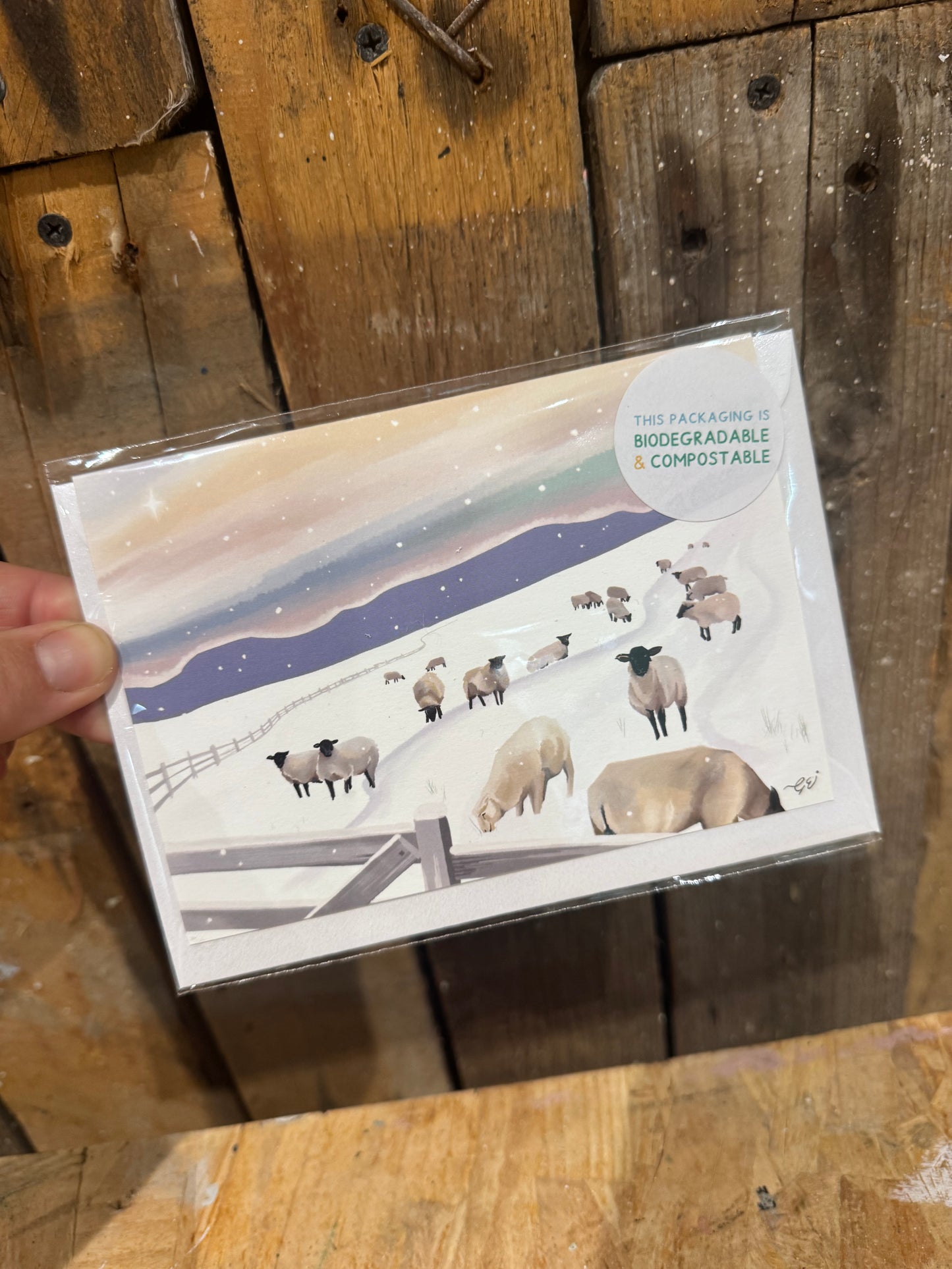 Sheep Snow Greeting Card