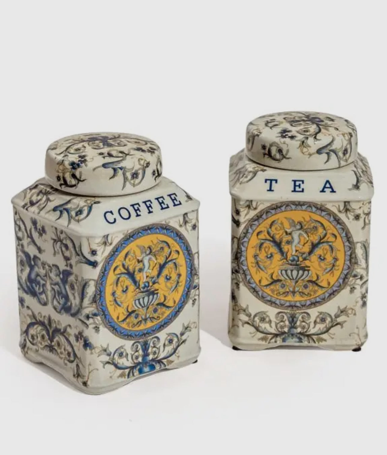 Set of 2 Renaissance style Tea & Coffee jars