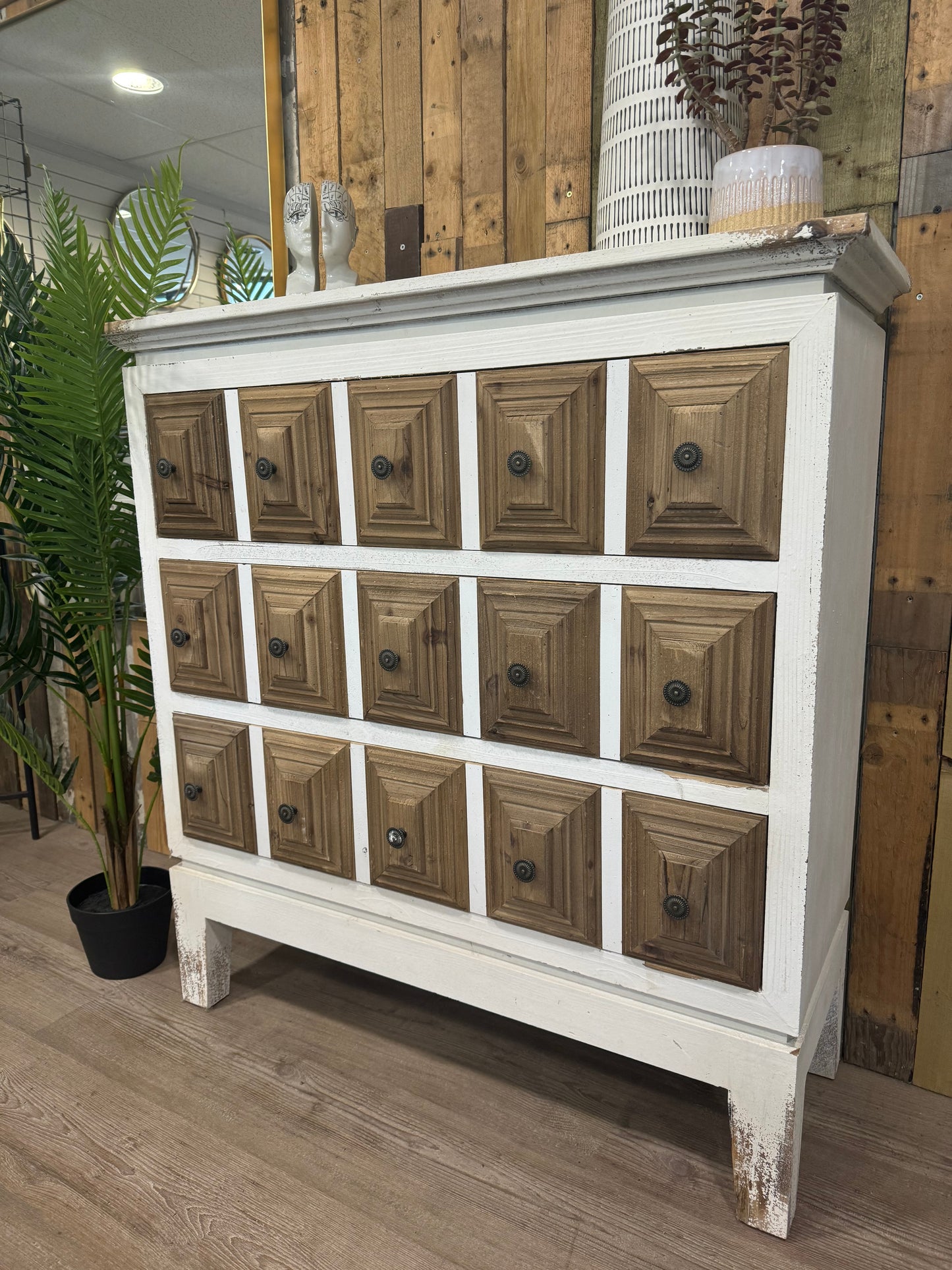 Multi handle 3 drawer rustic chest