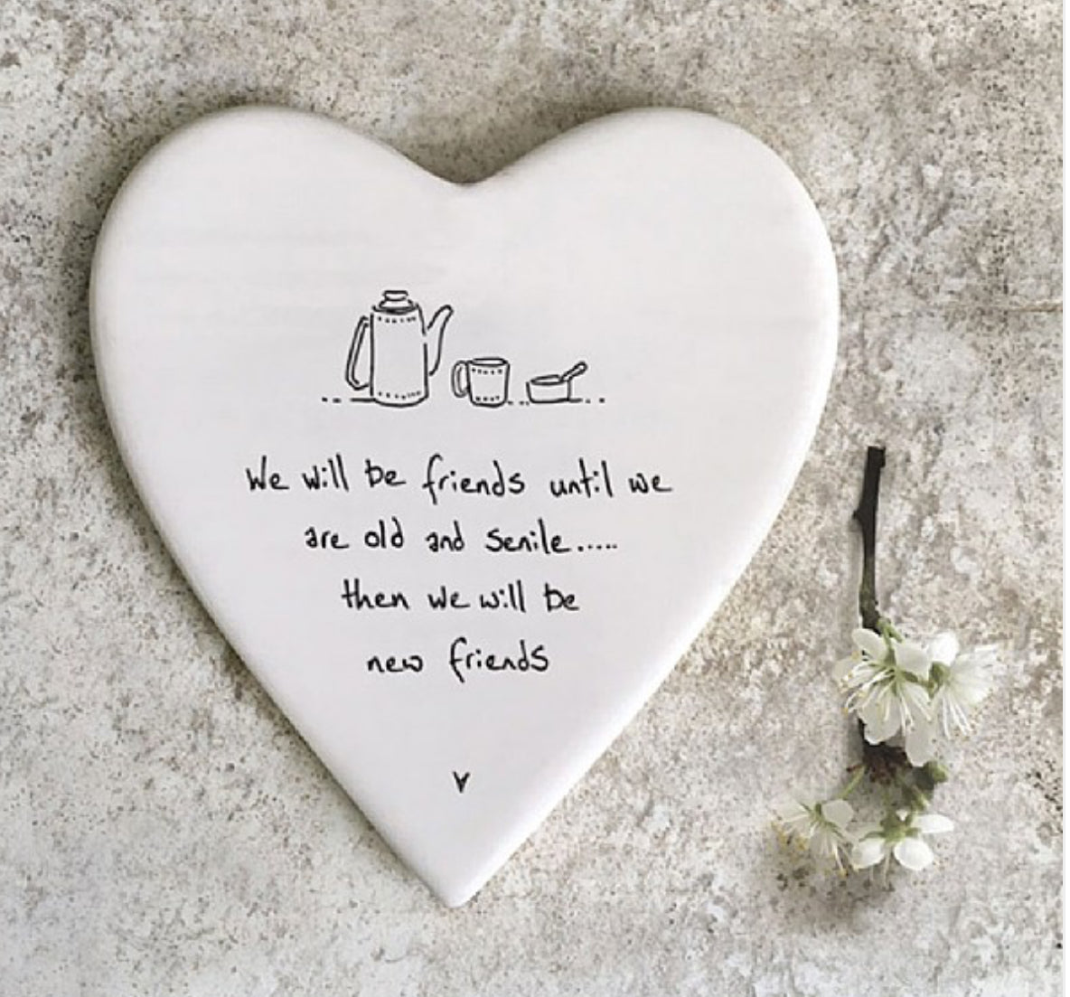 East of India 'Friends Old & Senile' Heart Coaster