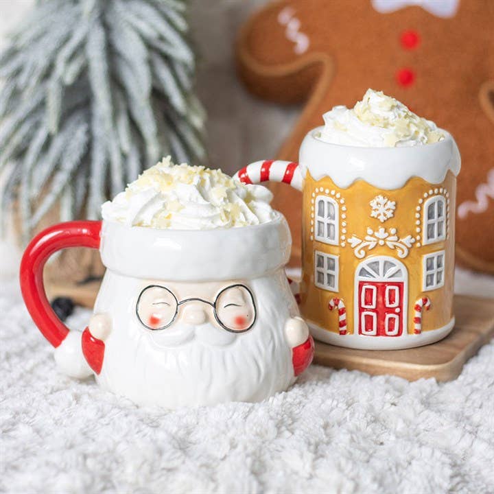 Candy Cane Gingerbread House Christmas Mug