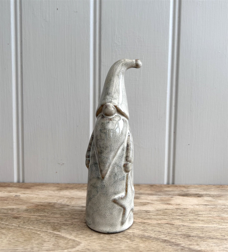 Ceramic Santa Ornament with Reactive White Glaze