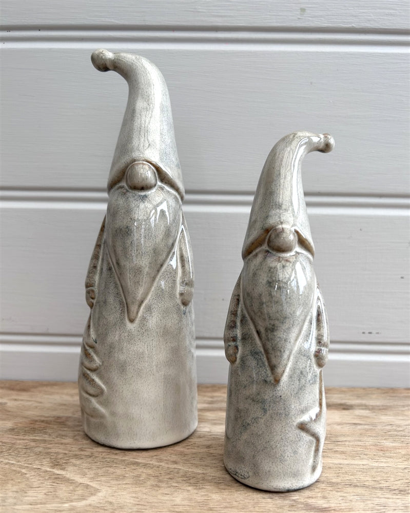 Ceramic Santa Ornament with Reactive White Glaze