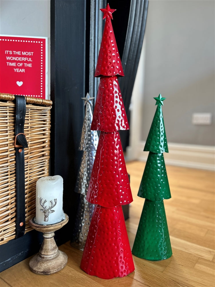 Metal Tree Ornament - Festive Red