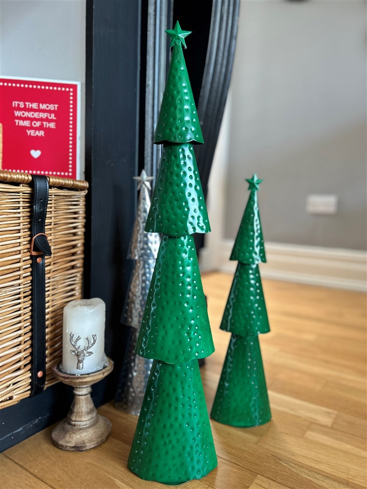 Metal Tree Ornament Festive Green