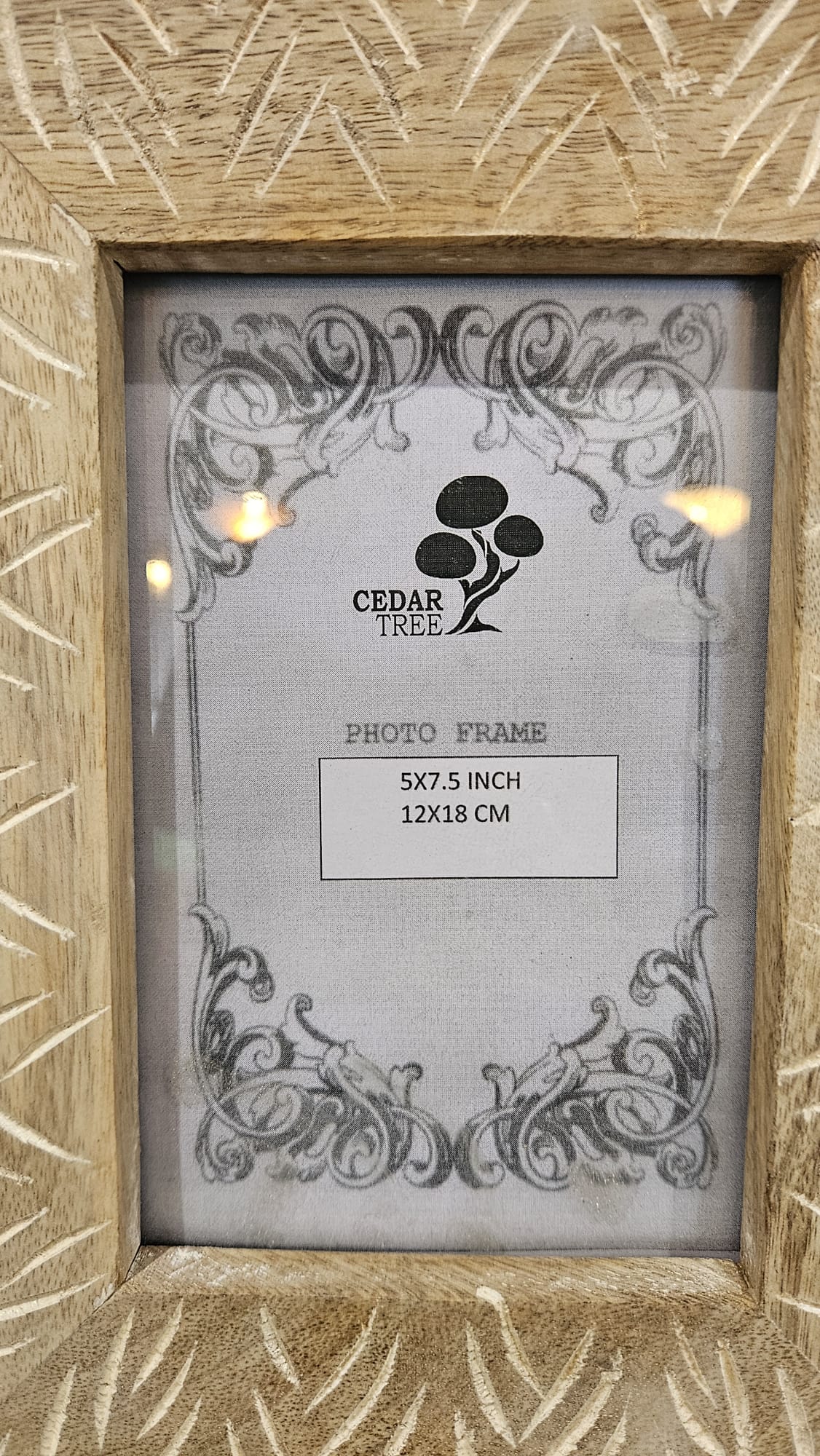 Wooden Engraved and White Photo Frame