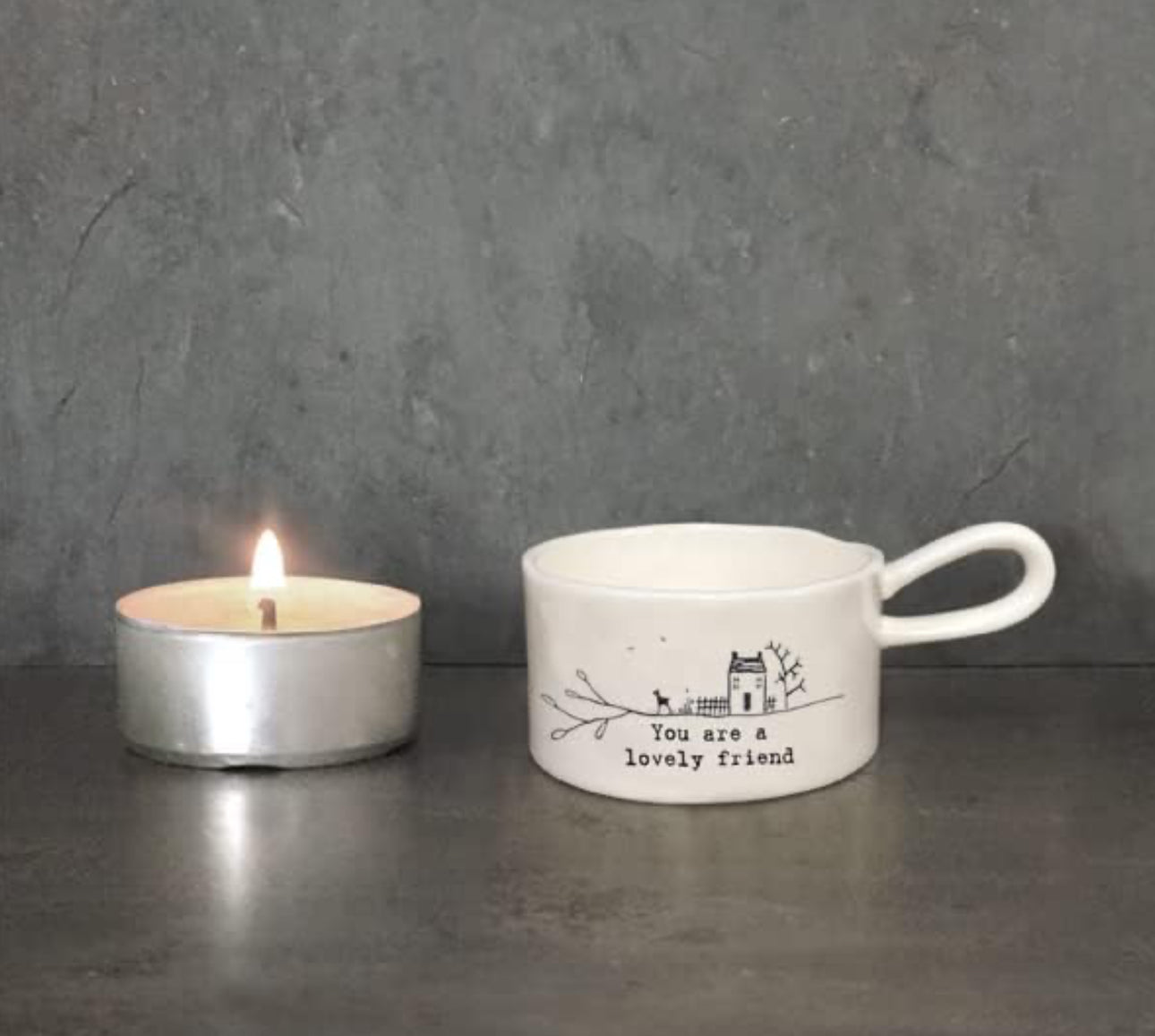 Handled tea light holder-Lovely friend