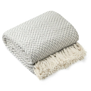 Recycled Cotton Cherokee Throw - Silver 152cm