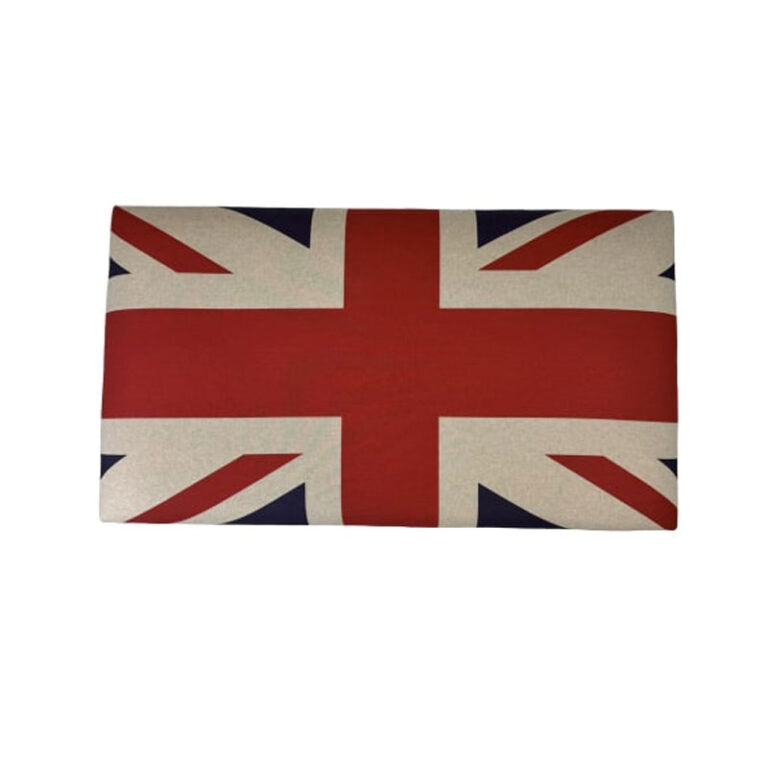 Carved White Wood And Union Jack Fabric Deep Bench Ottoman Made In The UK