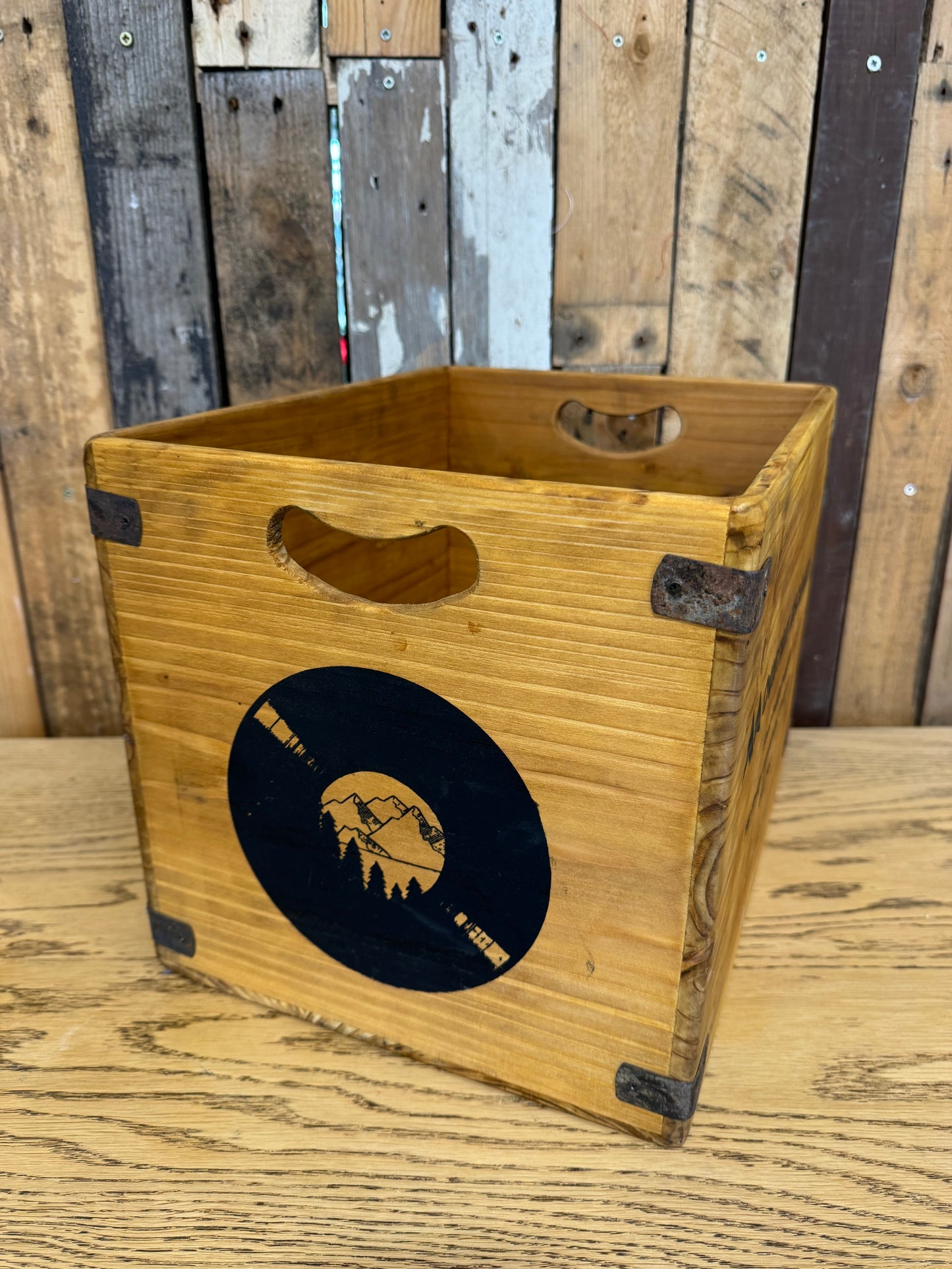 Mountain records wooden LP record storage box