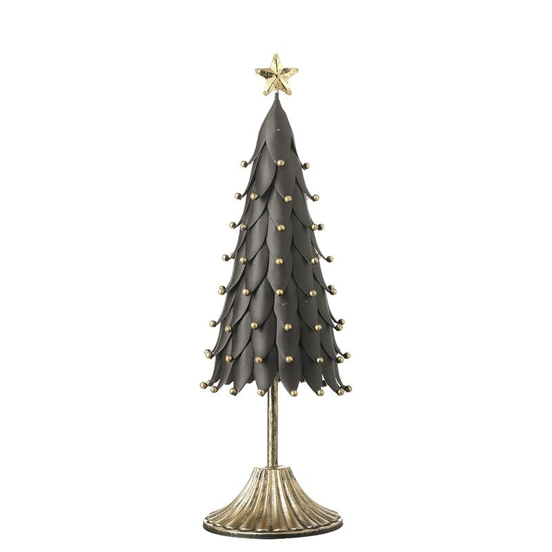SMALL BLACK LEAF TREE WITH GOLD STAR & BALLS