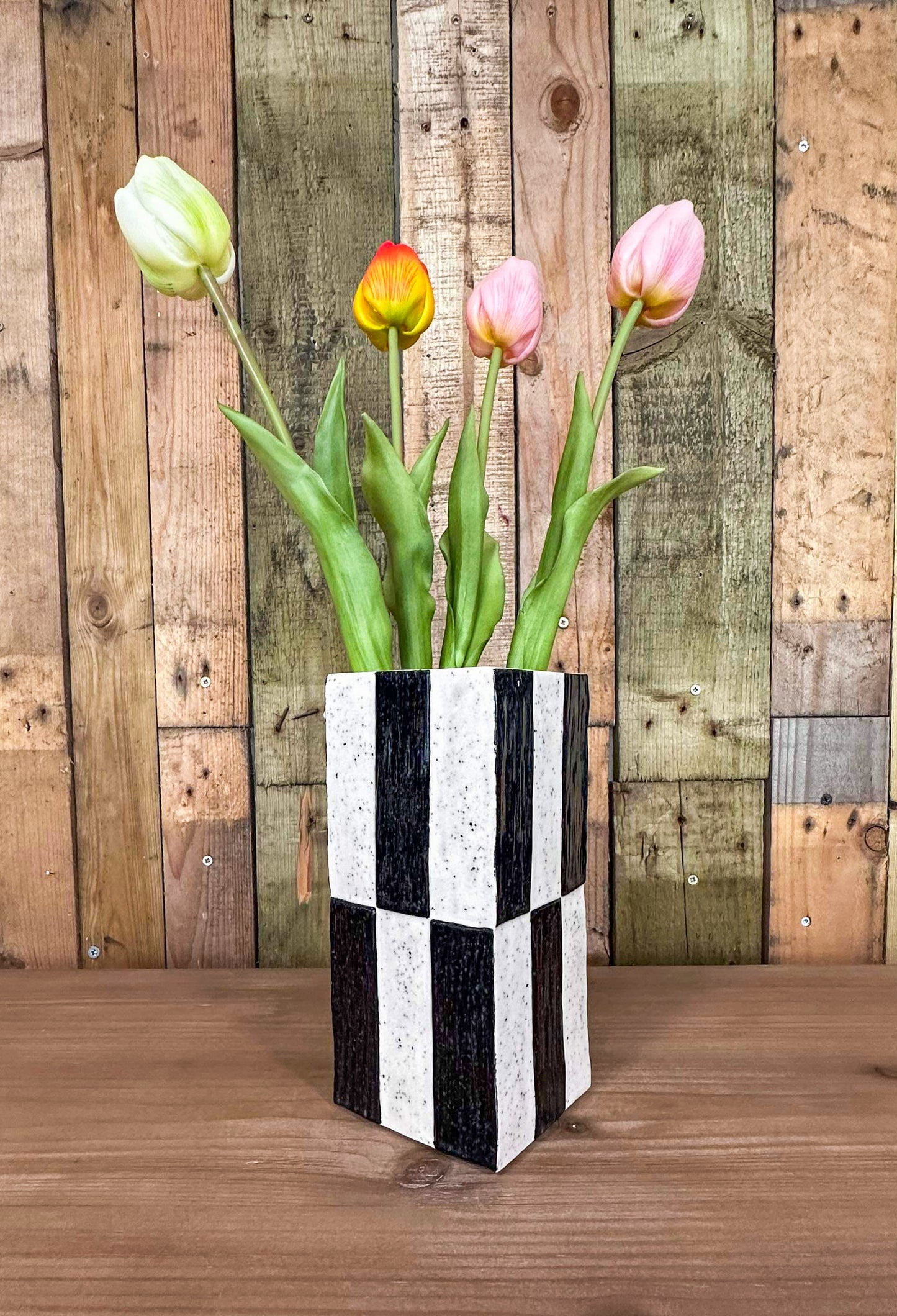 Lino Printed Monochrome Vase