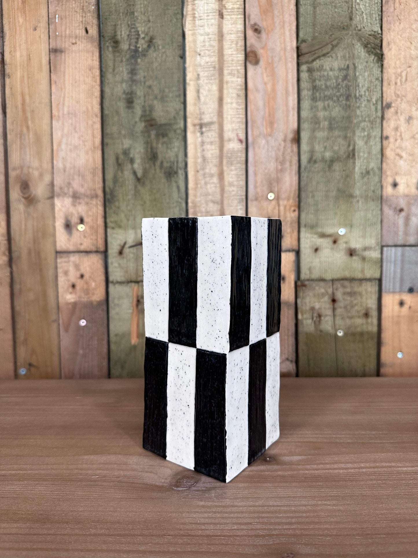 Lino Printed Monochrome Vase