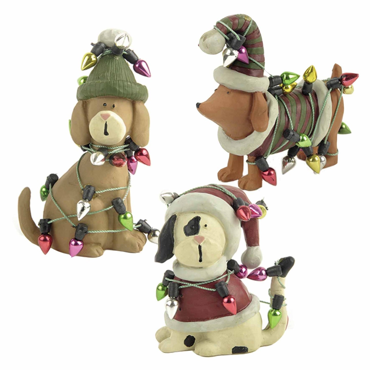 Christmas Dogs in lights ornament
