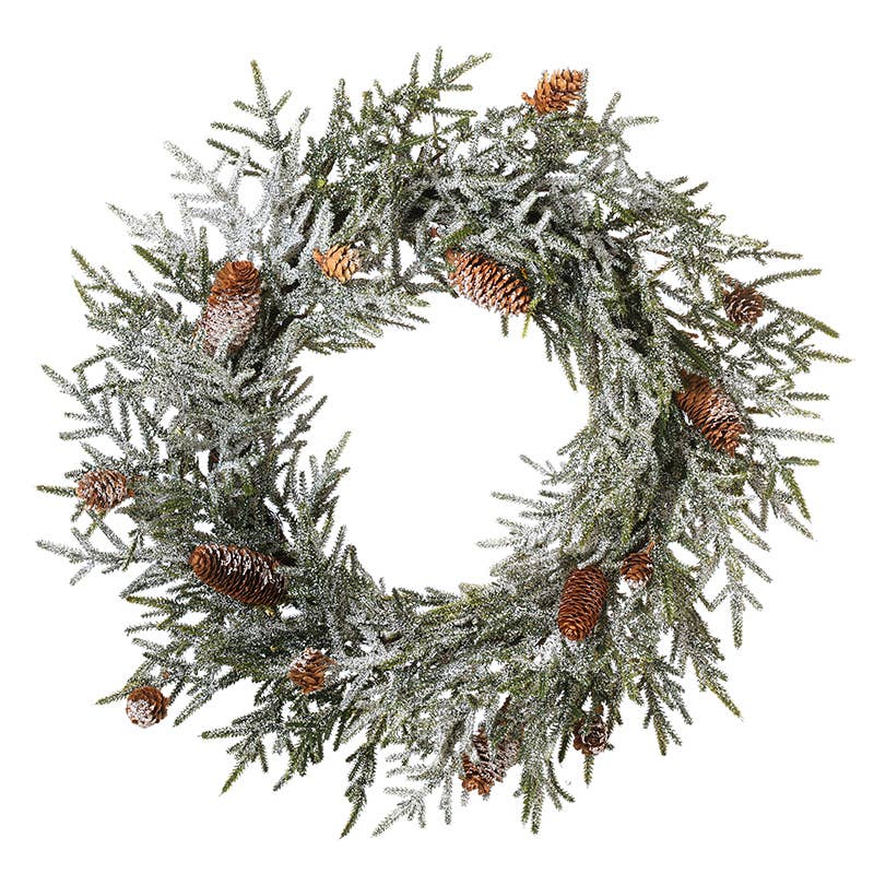 SNOWY WREATH WITH PINECONES (50cm)