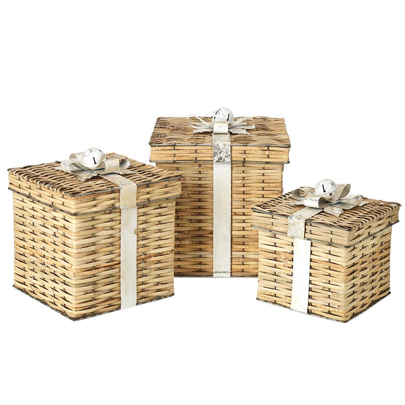 Christmas -RATTAN CHRISTMAS PRESENTS SET (aT)