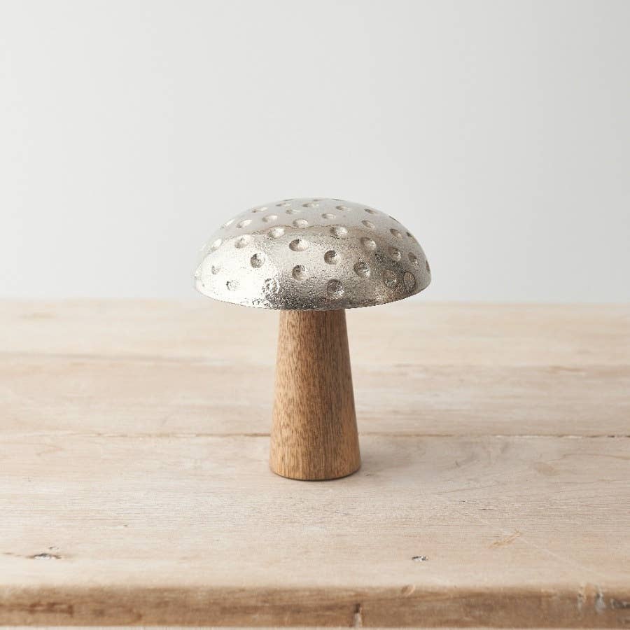 Metal & Mango Wood Mushroom, 12cm
