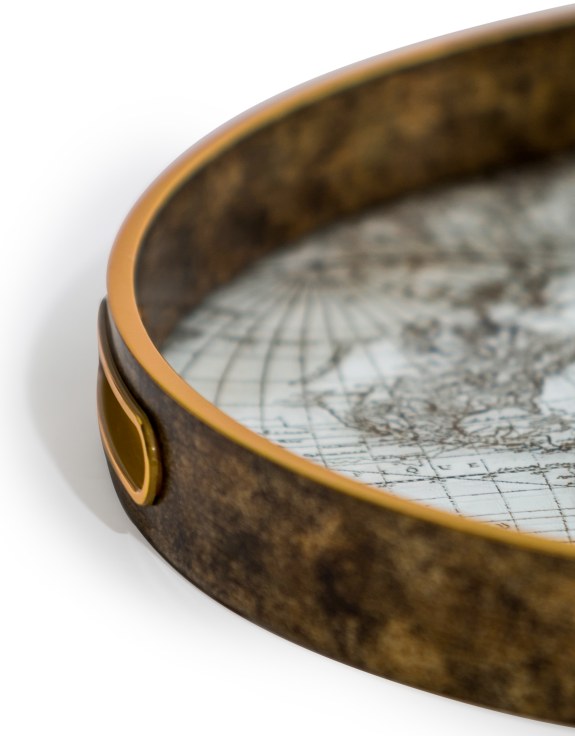 Gold Map Glass Drinks Trays