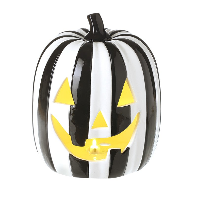 LED Black & White Stripe Pumpkin