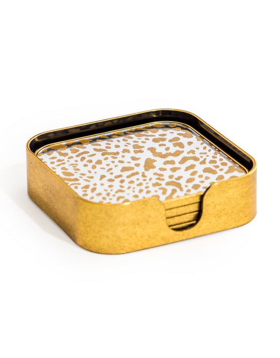 Set of 4 glass Leopard Print Coasters