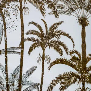Gold Palm Tree Glass Serving Trays
