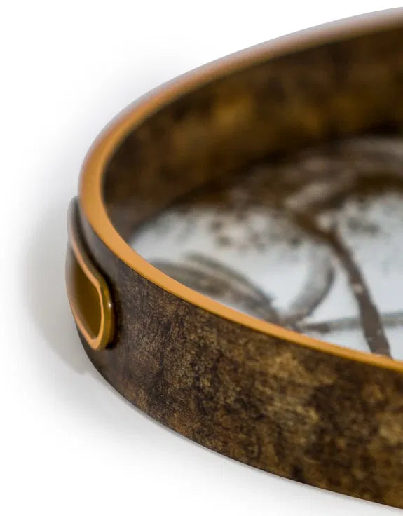 Gold Palm Tree Glass Serving Trays