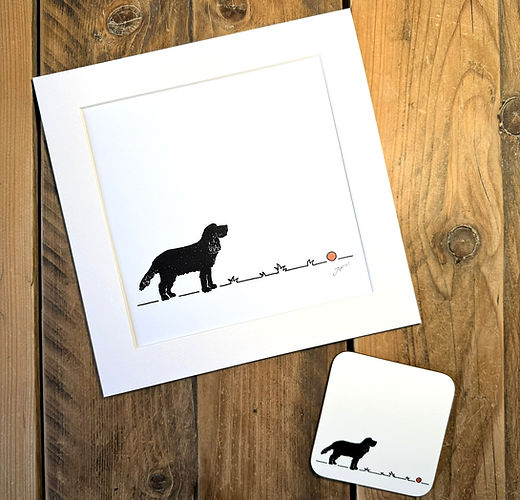 Cocker Spaniel 'Go fetch...' 9x9 inch mounted print
