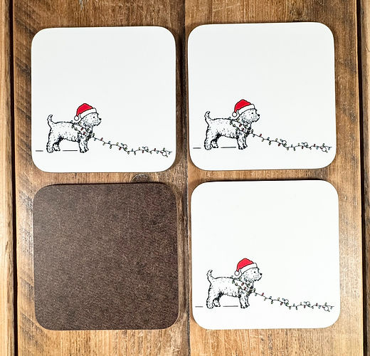 Westie Christmas coaster