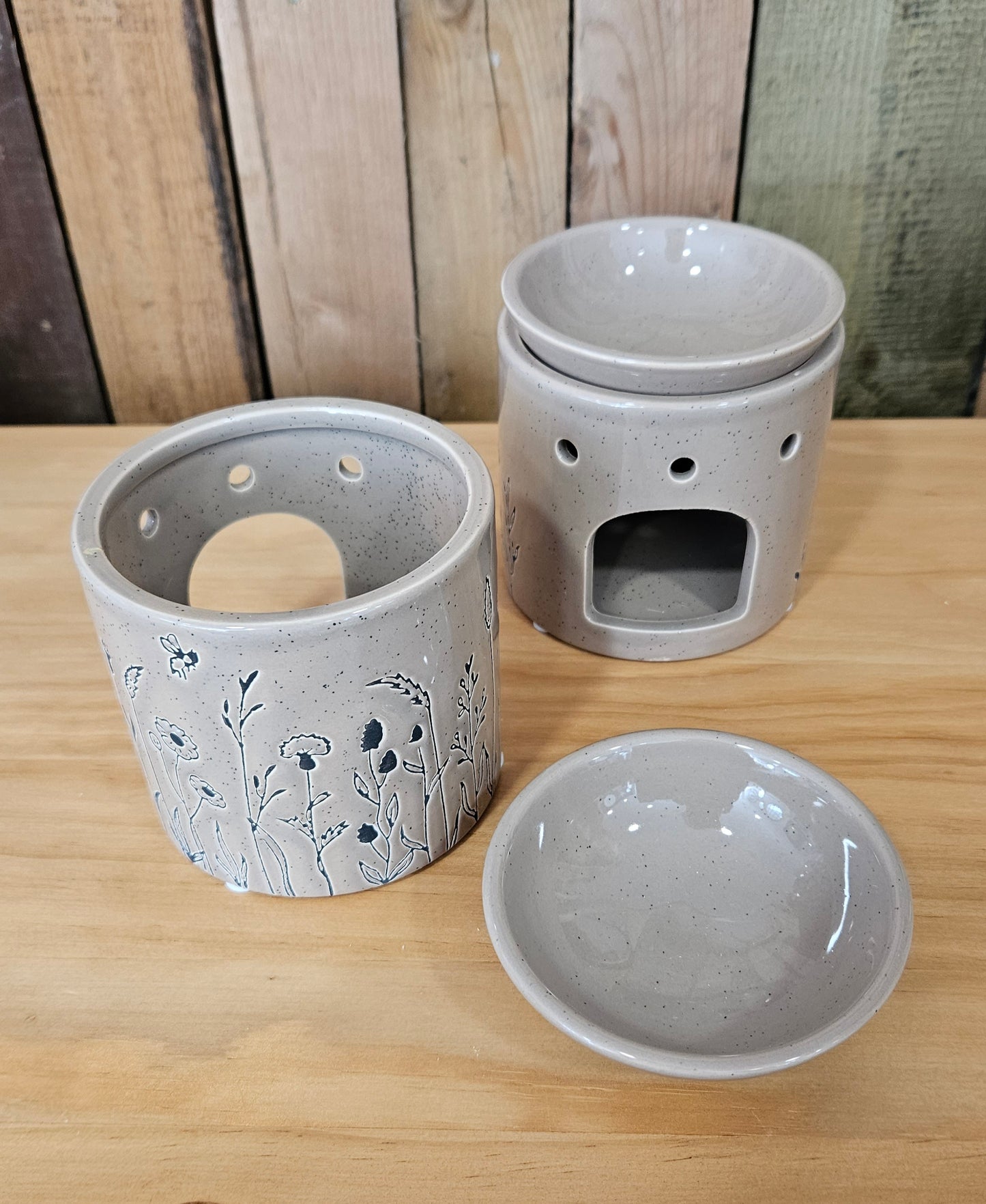Floral Taupe Ceramic Wax Melter