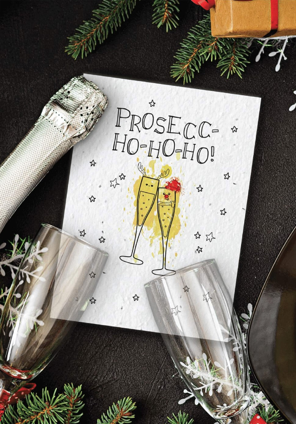 Prosec ho ho ho - Plantable Seed Christmas Card