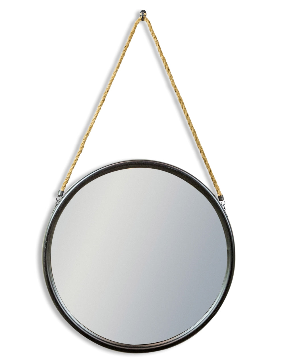 Round Metal Mirror with Rope Hanger