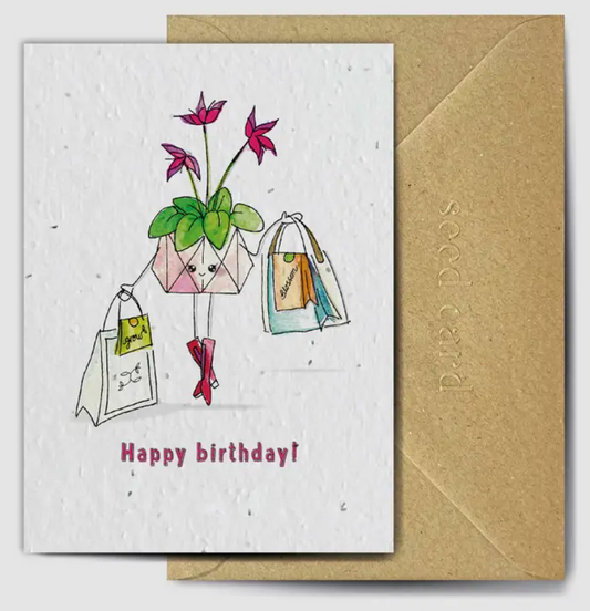 Happy Birthday Shopping seed card